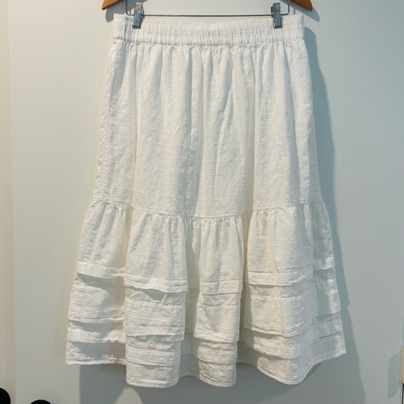 Madewell White Cotton Tiered Midi Skirt - Large - Picture 3 of 7